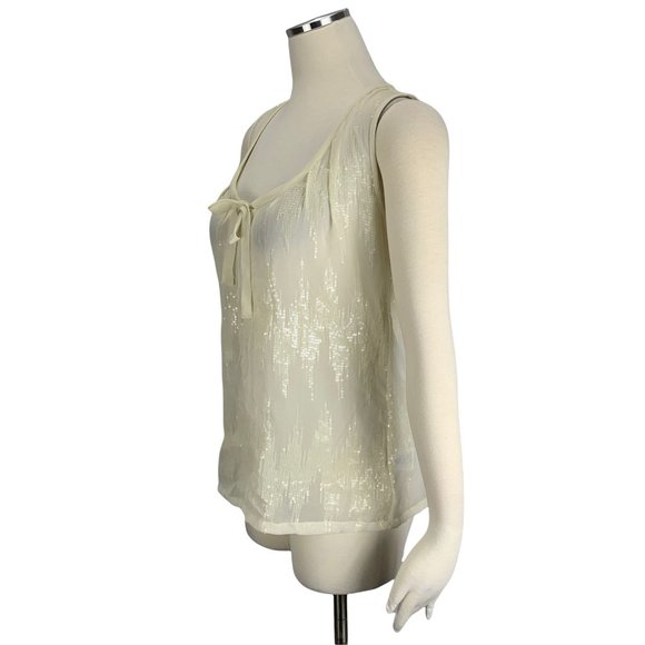 Banana Republic Small Top Ivory Shimmer Party Sleeveless Club - Picture 2 of 7